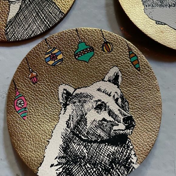 Anthropologie Forest merriment leather coasters - Picture 6 of 11